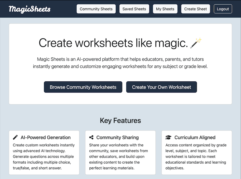 Magic Sheets Project